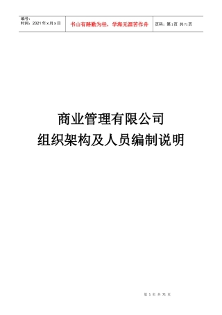 某商业管理有限公司组织架构及人员编制说明