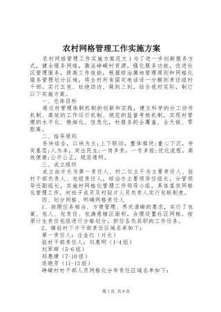 农村网格管理工作方案