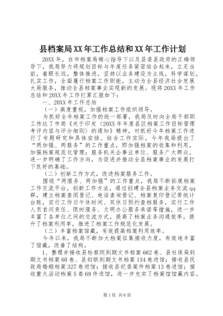 县档案局工作总结和工作计划