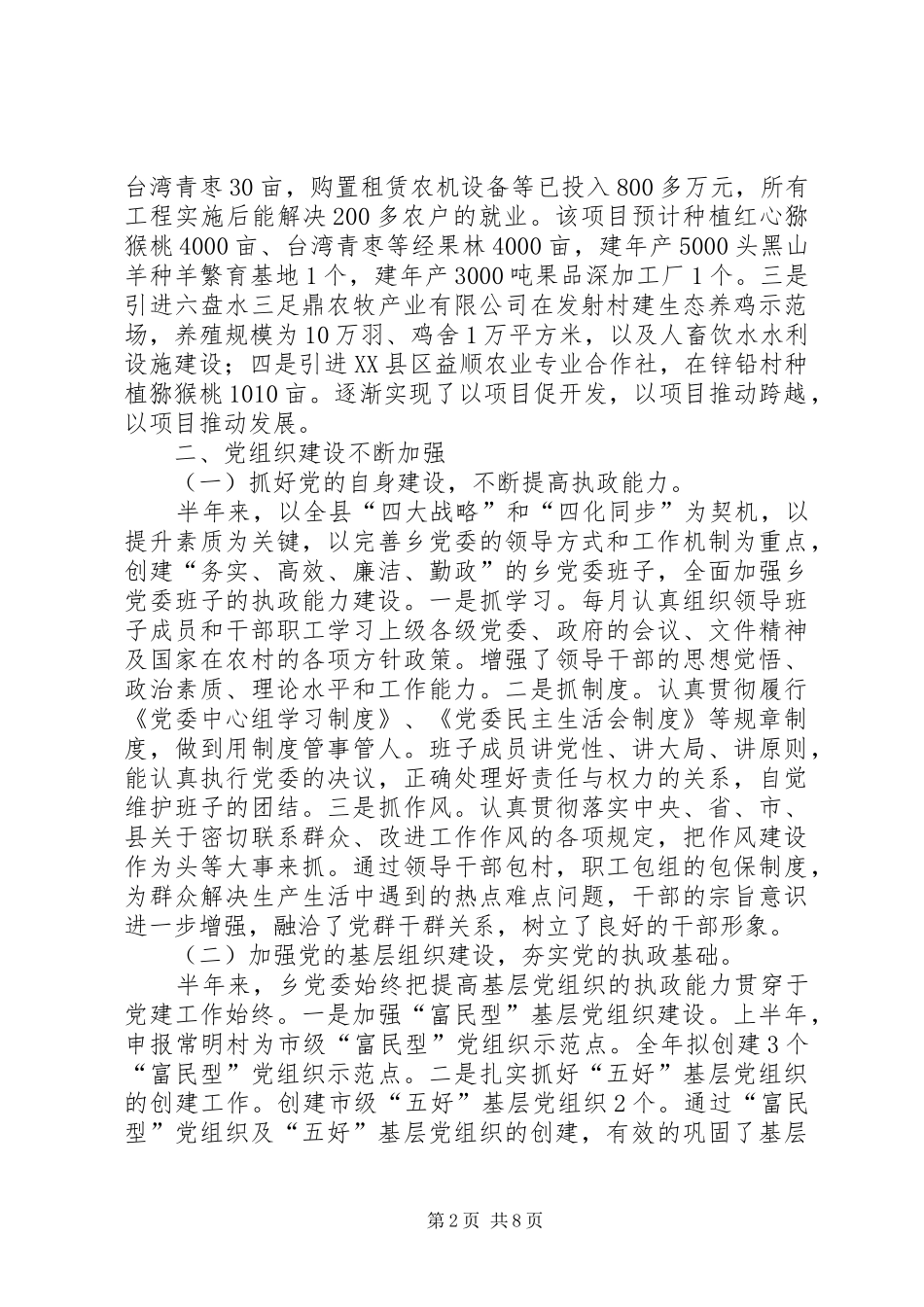 乡政府半年工作总结及下半年工作打算_第2页