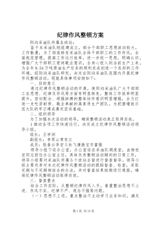 纪律作风整顿实施方案