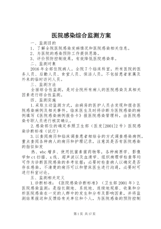 医院感染综合监测实施方案
