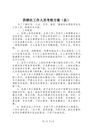 供销社工作人员考核实施方案（县）