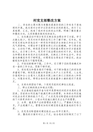 村党支部整改实施方案