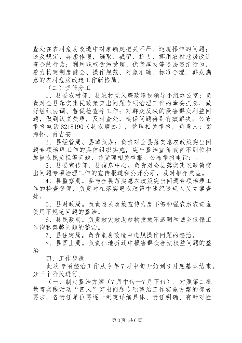 惠民政策突出问题整治实施方案_第3页