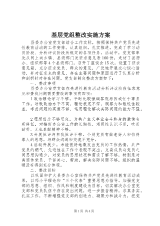 基层党组整改方案