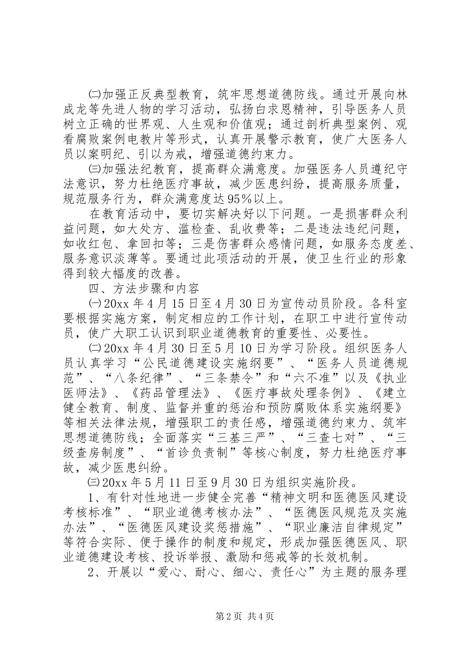 医院开展职业道德建设工作方案_第2页