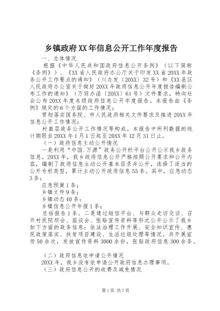 乡镇政府信息公开工作年度报告