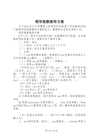 领导视察接待实施方案