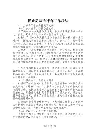 民企局半年工作总结