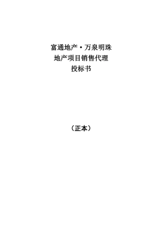 某地产项目销售代理投标书
