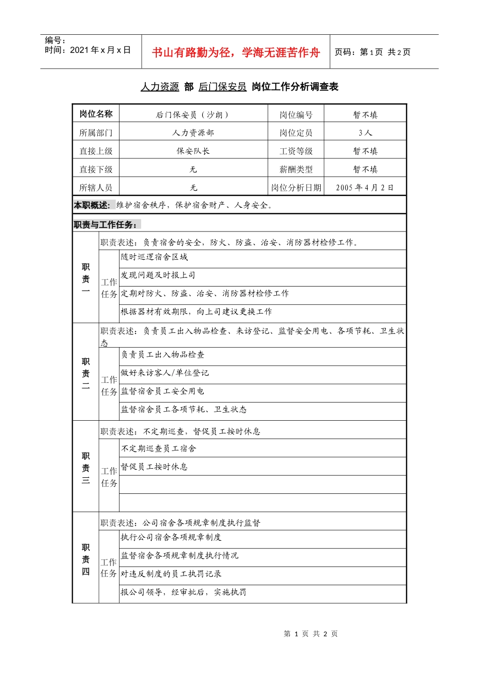 某咨询—广东中顺纸业人力资源部—后门保安员_第1页