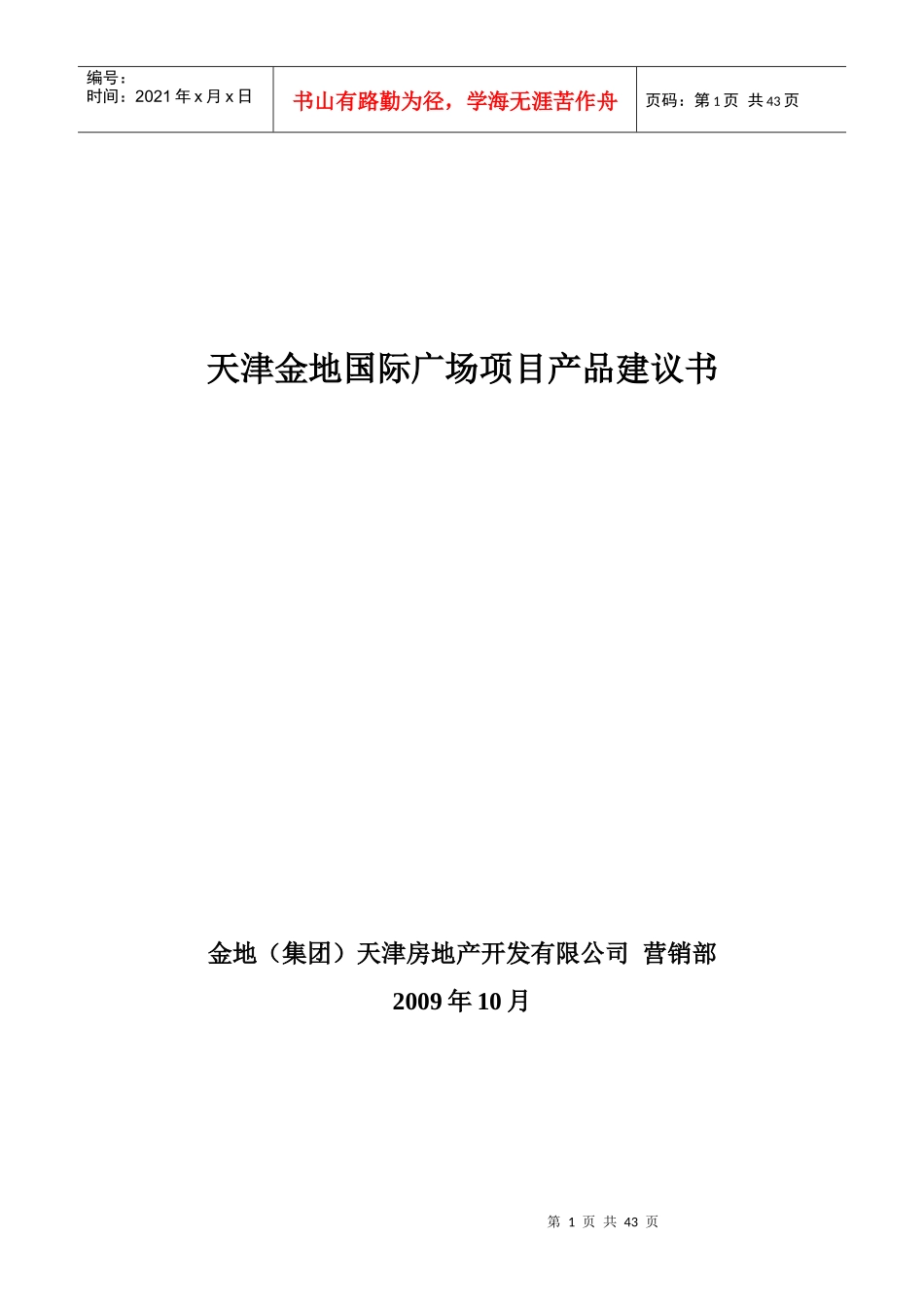 某国际广场项目产品建议书_第1页