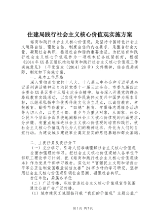 住建局践行社会主义核心价值观方案