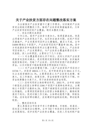 关于产业扶贫方面存在问题整改落实实施方案