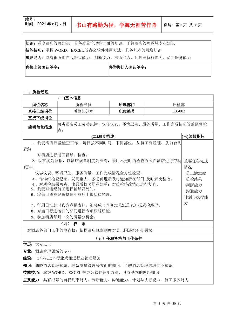 某国际大酒店质检部管理手册_第3页