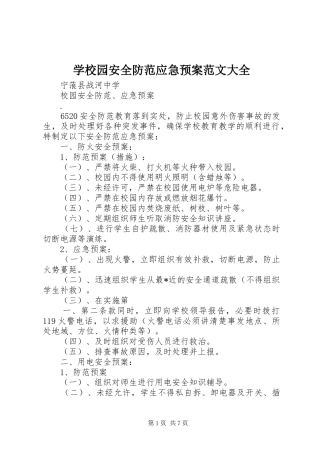 学校园安全防范应急处置预案范文大全