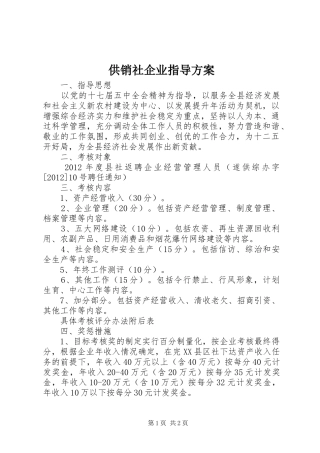 供销社企业指导实施方案