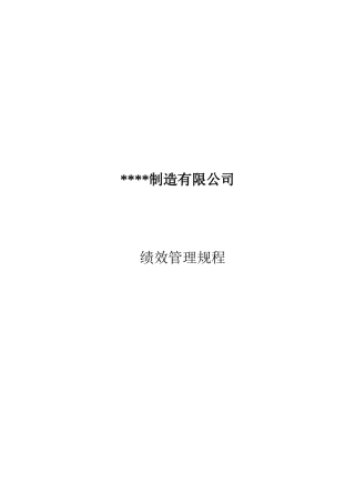 某制造公司绩效管理规程