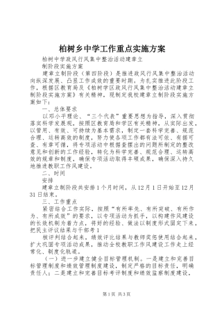 柏树乡中学工作重点方案