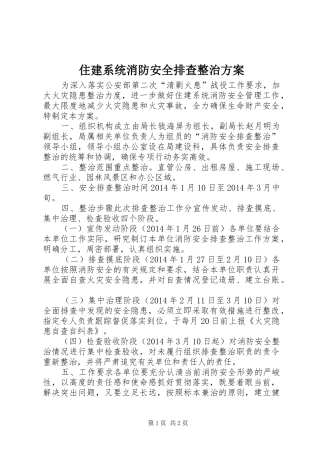 住建系统消防安全排查整治实施方案