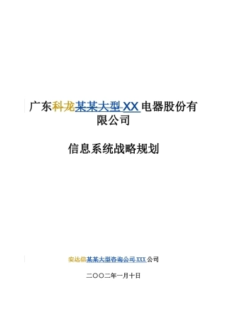 某咨询某大型电器公司信息系统战略规划