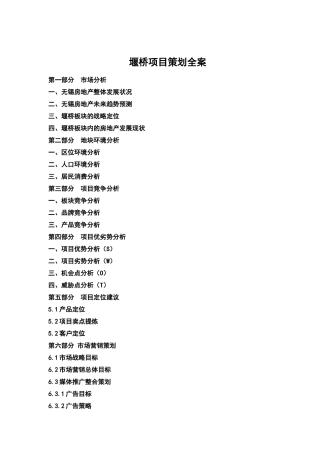 某堰桥项目策划全案