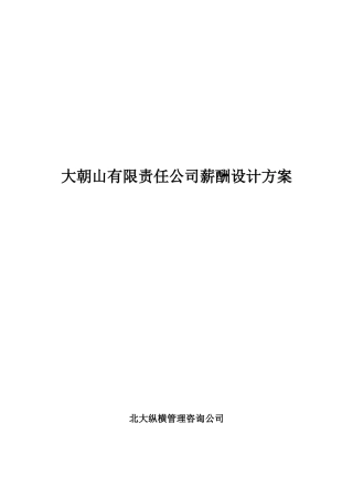 某咨询大朝山有限责任公司薪酬设计方案