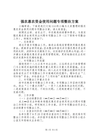 强农惠农资金使用问题专项整治实施方案