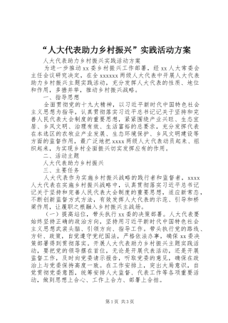 “人大代表助力乡村振兴”实践活动实施方案