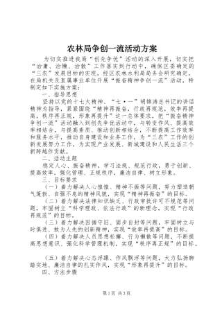 农林局争创一流活动实施方案