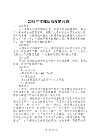 XX年支部活动实施方案(篇)