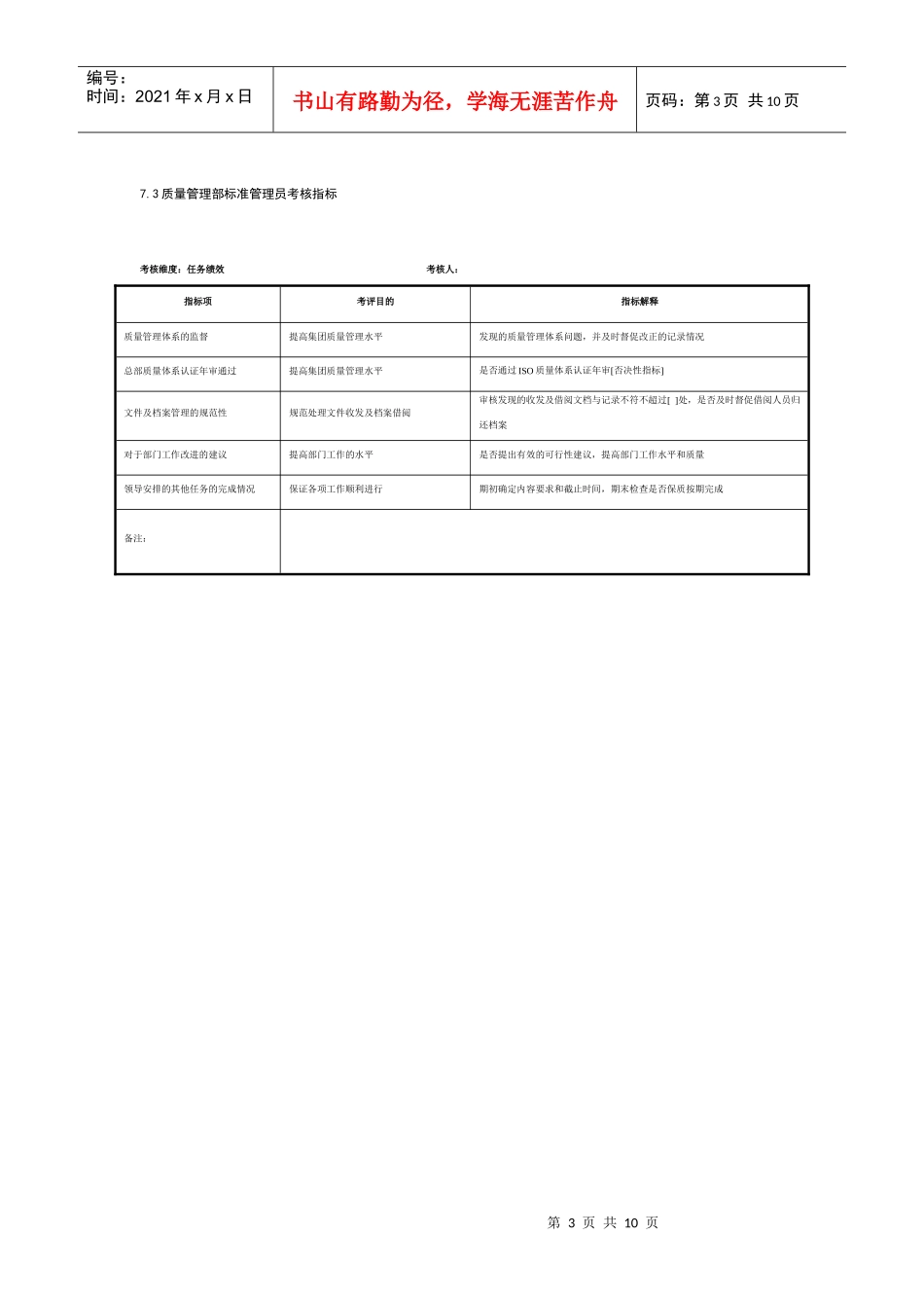 某制鞋企业质量管理部全套考核指标._第3页