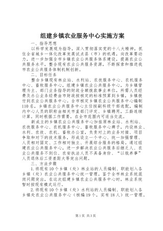 组建乡镇农业服务中心方案