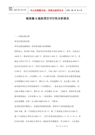 某地块项目可行性分析报告(doc 46页)