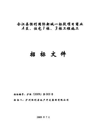 某国际新城工程施工招标书