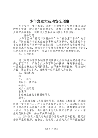 少年宫重大活动安全应急预案