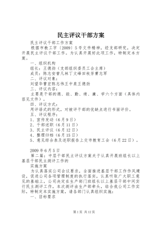 民主评议干部实施方案