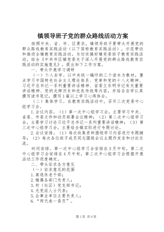 镇领导班子党的群众路线活动实施方案