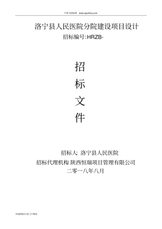 人民医院分院建设项目设计招投标书范本
