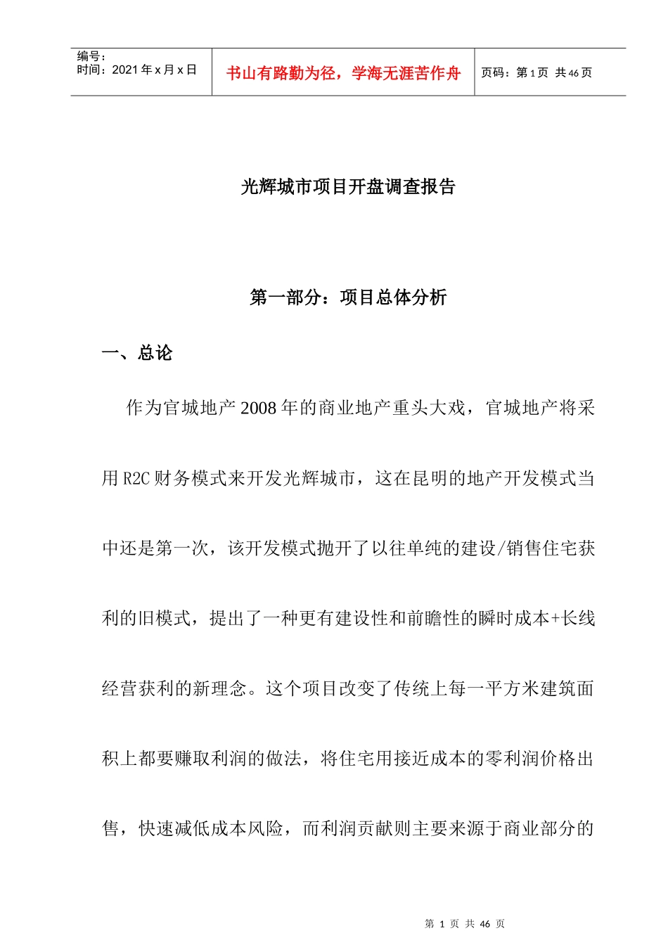 某城市项目开盘调查报告_第1页