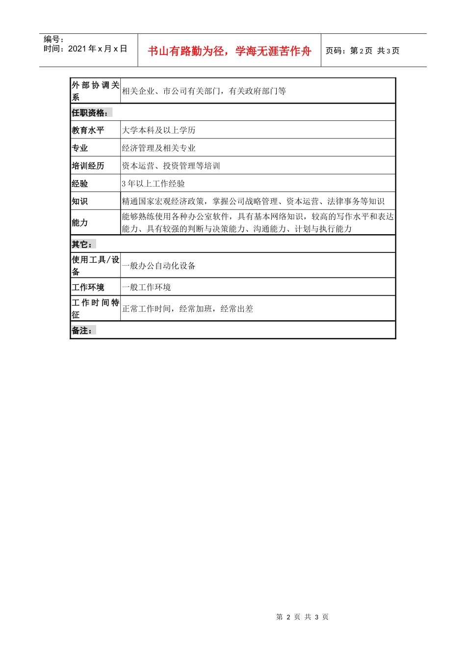 某城市建筑发展公司项目投资分析职务说明_第2页