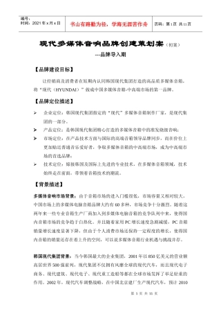某多媒体音响品牌建设策划案