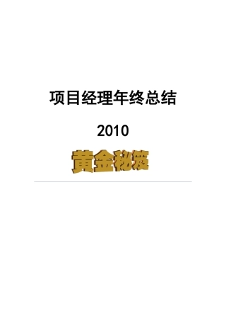 某公司项目经理年终总结报告书