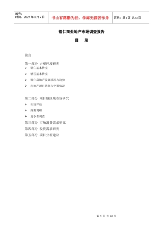 某商业地产市场调查报告