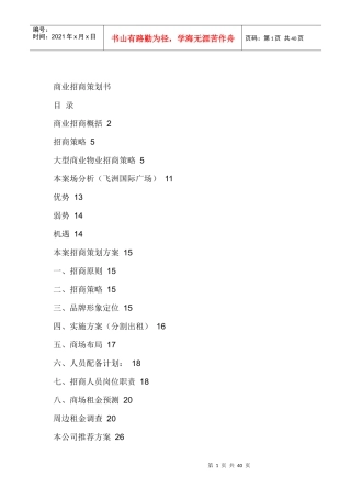 某商业招商策划书