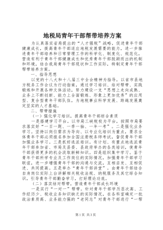 地税局青年干部帮带培养实施方案