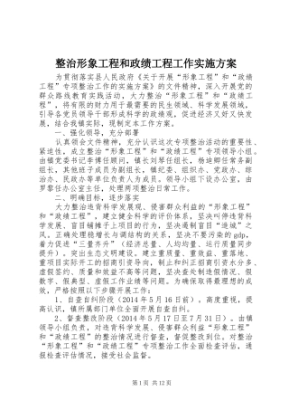整治形象工程和政绩工程工作方案