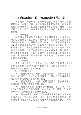 工商局创建五位一体示范街方案