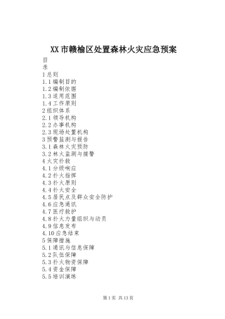 XX市赣榆区森林火灾应急预案